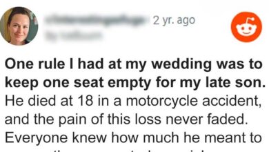 Photo of Woman Leaves Empty Seat for Late Son at Her Wedding, Sees Unfamiliar Man Occupy It