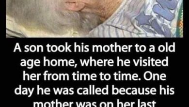 Photo of A son took his mother to a nursing home, where he visited her from time to time. One day he was called because his mother was not feeling well. Then the son, with tears in his eyes, asked her what he could do for her, and the mother answered